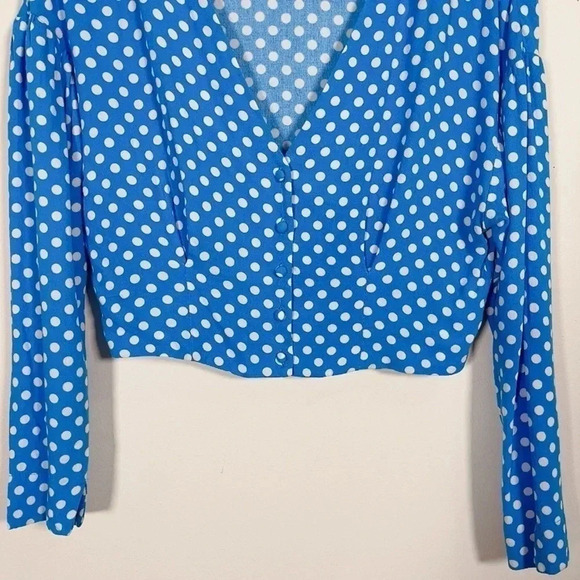 🌟✨2 for $30✨🌟 ZARA  | POLKA DOT BLUE CROP TOP - Picture 8 of 16